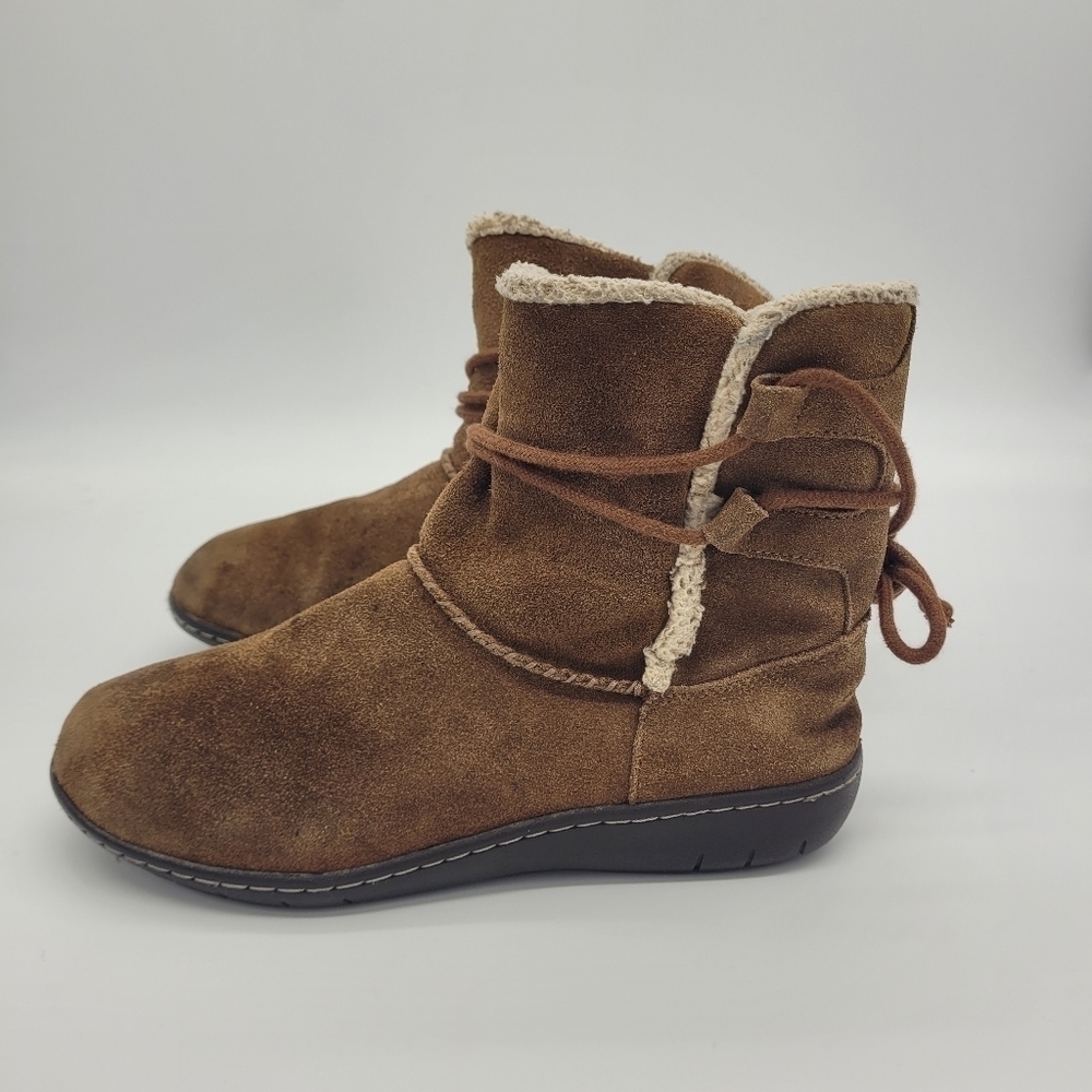 Skechers Relaxed Fit Memory Foam Woman Brown Suede Leather Flat Ankle Boots 8.5M